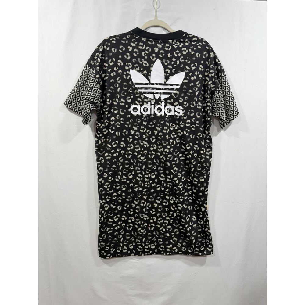 Adidas x FARM Rio Tropical Palm Leaf Print T-Shirt Dress Womens Blue - Size M - Picture 2 of 9